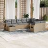vidaXL 10-delige Loungeset met kussens poly rattan beige