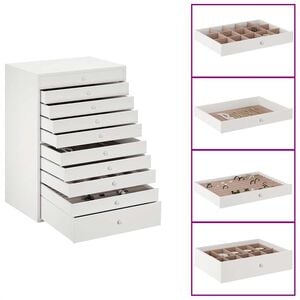 vidaXL Sieradendoos 10-laags met horlogehouders wit 29x20,5x40,5 cm