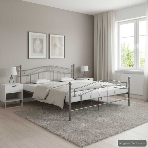vidaXL Bedframe metaal grijs 180x200 cm