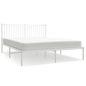 vidaXL Bedframe met hoofdbord metaal wit 160x200 cm
