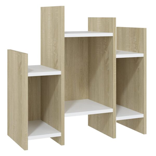 vidaXL Bijzetkast 60x26x60 cm bewerkt hout sonoma eikenkleurig en wit