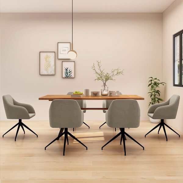 vidaXL Eetkamerstoelen 6 st fluweel lichtgrijs