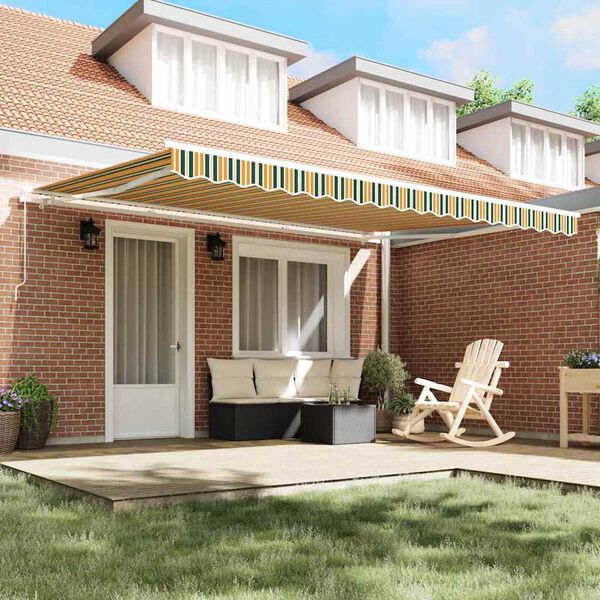 vidaXL Inklapbaar Zonnescherm Groen en Geel 450 &times; 350 cm