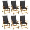 vidaXL Inklapbare stoelen 6 st met kussens massief acaciahout