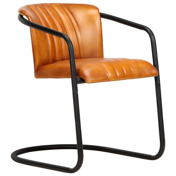vidaXL Eetkamerstoelen 2 st echt leer bruin tan