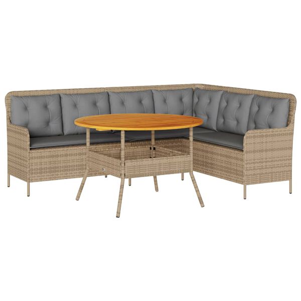 vidaXL 2-delige Loungeset met kussens poly rattan beige