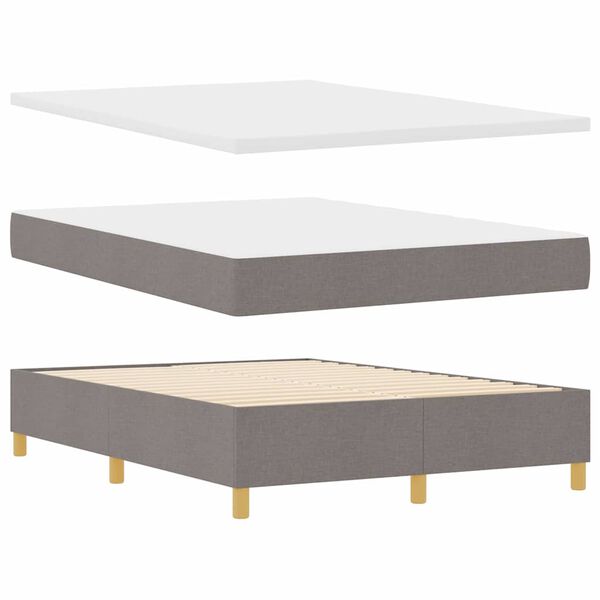 vidaXL Boxspring bed met matras met hoofdeinde Taupe 140 x 200 cm Stof