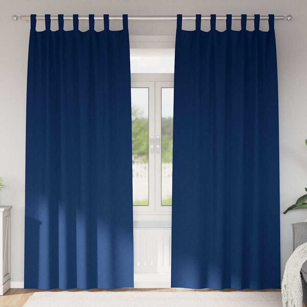 vidaXL Zwart-out Gordijnen met Ringen 2 pcs Donkerblauw 260 x 140 cm