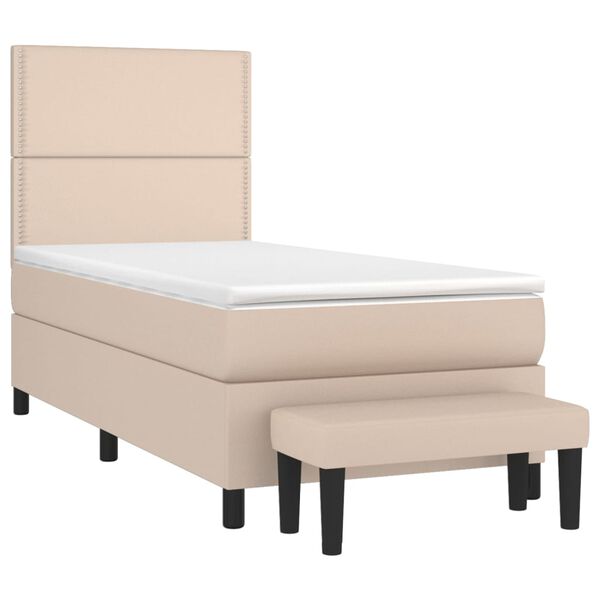 vidaXL Boxspring met matras kunstleer cappuccinokleurig 90x200 cm