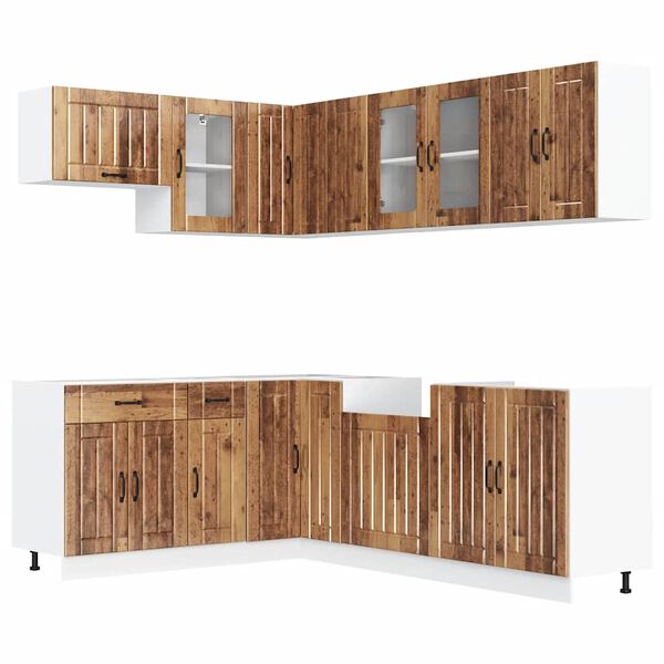 vidaXL 11-delige Keukenkastenset Lucca bewerkt hout oud houtkleurig