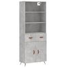 vidaXL Hoge kast 69,5x34x180 cm bewerkt hout betongrijs