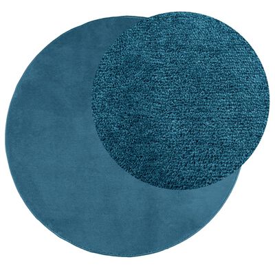 vidaXL Vloerkleed OVIEDO laagpolig Ø 160 cm turquoise