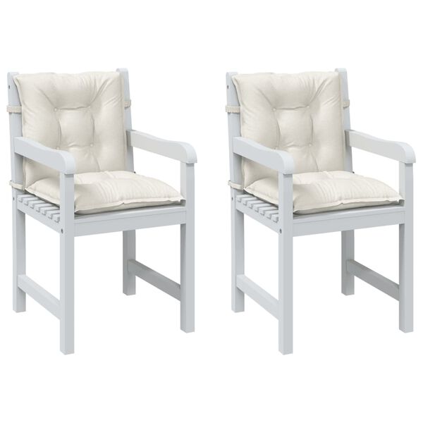 vidaXL Stoelkussens 2 st lage rug 100x50x7 cm stof gemêleerd crème