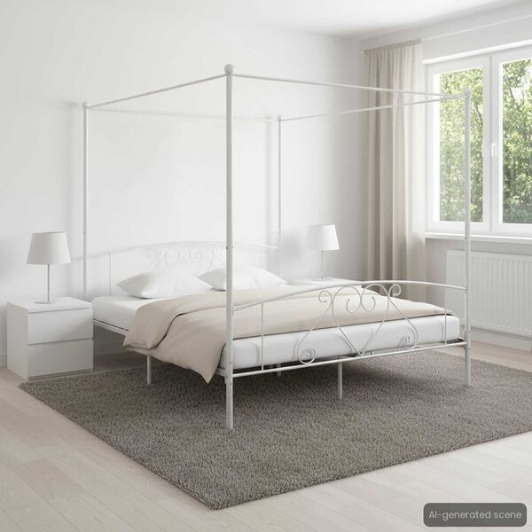 vidaXL Hemelbedframe metaal wit 180x200 cm