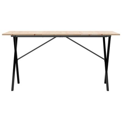 vidaXL Eettafel X-frame 140x80x75 cm massief grenenhout en gietijzer