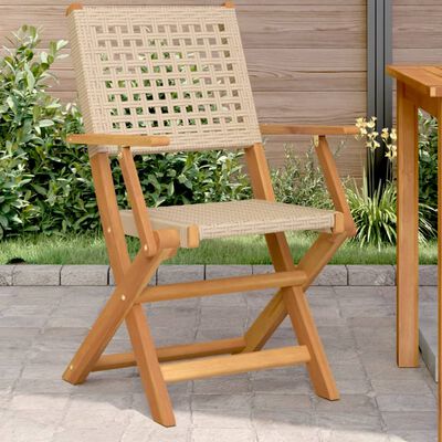 vidaXL Tuinstoelen 2 st massief acaciahout en poly rattan beige