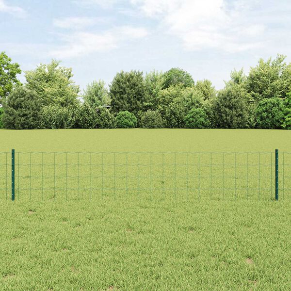 vidaXL Hek met Paal Groen 0,4 x 25 m Staal en PVC