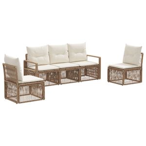 vidaXL Tuinbankenset 5 st Beige poly rattan