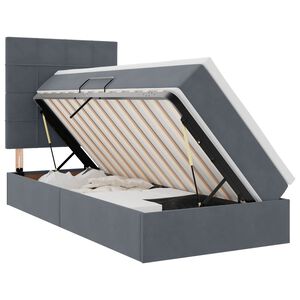 vidaXL Opbergbed met LED met matras Donkergrijs 90 x 190 cm Fluweel