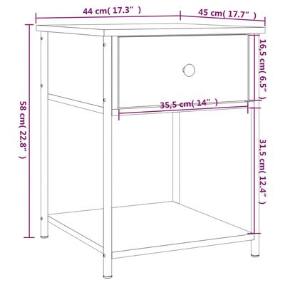 vidaXL Nachtkastjes 2 st 44x45x58 cm bewerkt hout grijs sonoma eiken