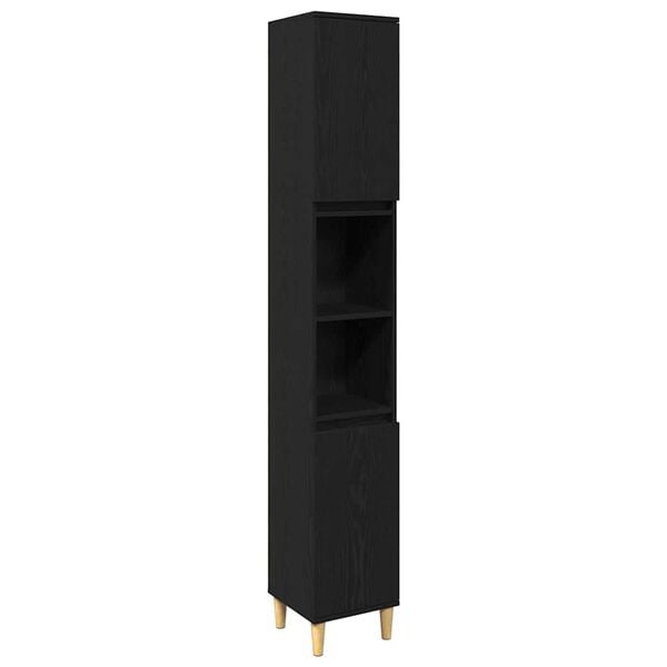 vidaXL Badkamermeubelset met opslag 3 pcs Zwart Bewerkt hout