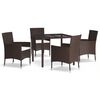 vidaXL 5-delige Tuinset met kussens poly rattan bruin