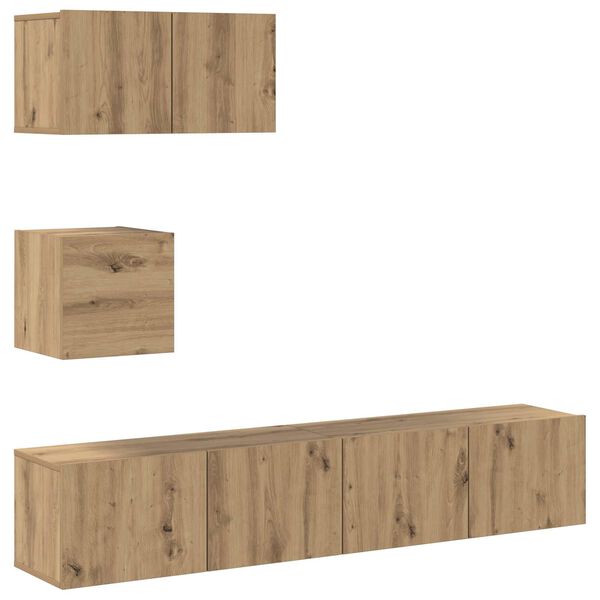vidaXL Tv-meubelset Wandgemonteerd 3 pcs Artisan Eiken Bewerkt hout