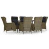 vidaXL 7-delige Tuinset poly rattan bruin