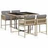 vidaXL 5-delige Tuinset met kussens poly rattan gemengd beige
