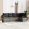 vidaXL Tuin Sofa Set 5 pcs Grijs Poly Rattan en Poedergecoat Staal