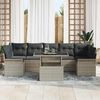 vidaXL Tuin Sofa Set met kussen met opslag 8 pcs Lichtgrijs Poly riet