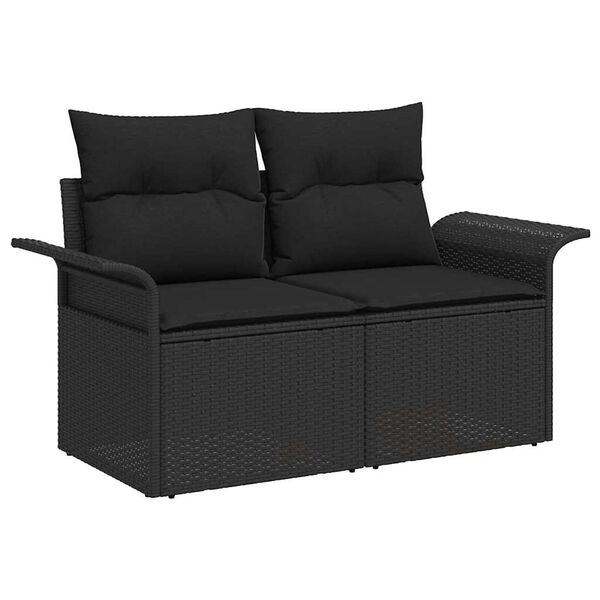 vidaXL Tuinbankenset met opslag 6 pcs Zwart poly rattan