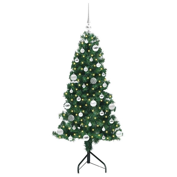 vidaXL Hoek Kunstkerstboom met 150 LED Groen 150 cm PVC en Metaal