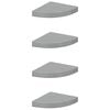 vidaXL Hoekschappen zwevend 4 st 25x25x3,8 cm MDF hoogglans grijs