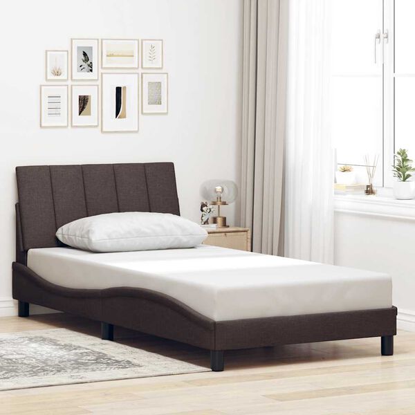 vidaXL Bedframe zonder matras "Hanko" 100x200 cm stof donkerbruin