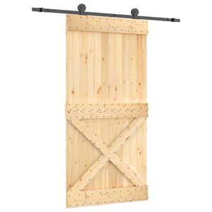 vidaXL Schuifdeur 100 x 210 cm Massief Grenenhout (Niet-Behandeld)
