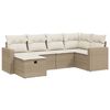 vidaXL 6-delige Loungeset met kussens poly rattan beige