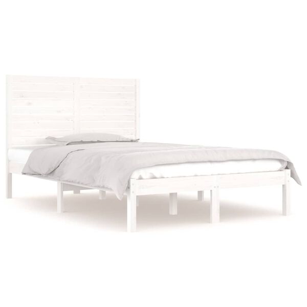vidaXL Bedframe massief hout wit 140x190 cm