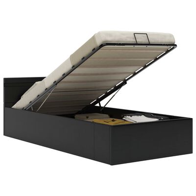vidaXL Bedframe met opslag hydraulisch LED kunstleer zwart 90x200 cm