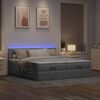 vidaXL Ottoman bed met matrassen en LED's 200x200cm stof lichtgrijs