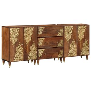 vidaXL Badkamerkastenset 3 pcs Honingbruin en goud 180 x 33 x 75 cm