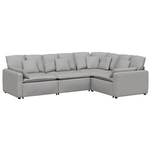 vidaXL Modulaire bank met kussens stof wolk grijs