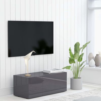 vidaXL Tv-meubel 80x34x30 cm spaanplaat hoogglans grijs