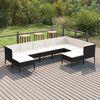 vidaXL 9-delige Loungeset met kussens poly rattan zwart