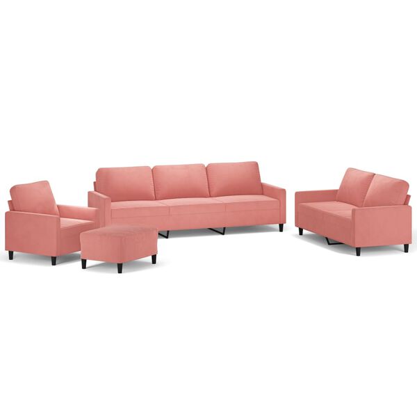 vidaXL 4-delige Loungeset met kussens fluweel roze