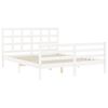 vidaXL Bedframe met hoofdbord massief hout wit 160x200 cm
