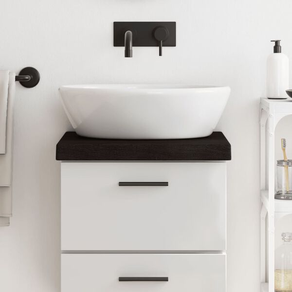 vidaXL Wastafelblad 40x40x(2-6) cm behandeld massief hout donkerbruin