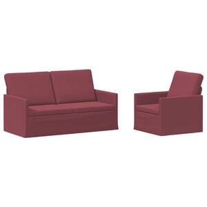 vidaXL Bankstel 2 pcs Wijnrood Stof