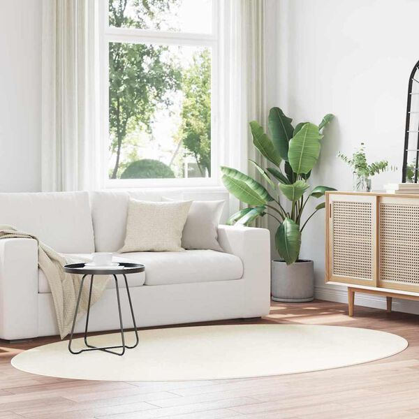 vidaXL Vloerkleden Ovaal HUARTE Cr&egrave;me 160 x 230 cm 100% Polyester