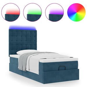 vidaXL Ottoman bed met matrassen en LED's 80x200cm fluweel donkerblauw